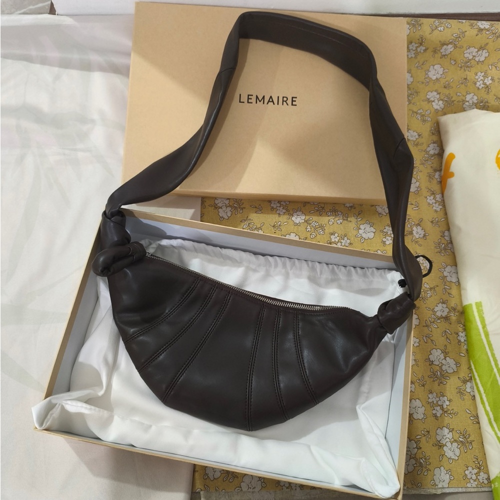 LEMAIRE Dark Brown Crescent Shoulder Bag